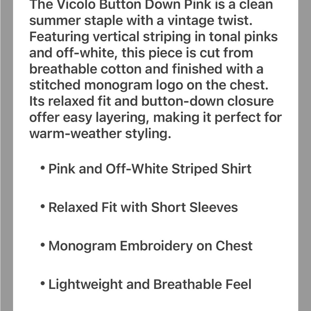 Valabasas Vicolo Men’s Pink striped short sleeve, button down, size large